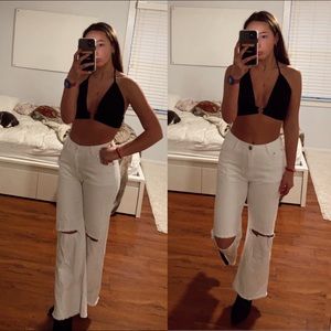 PRINCESS POLLY ripped white straight leg jeans